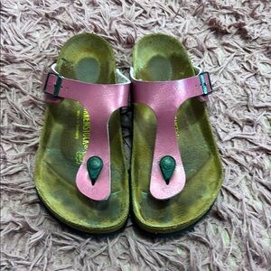 Birkenstock metallic pink sandals